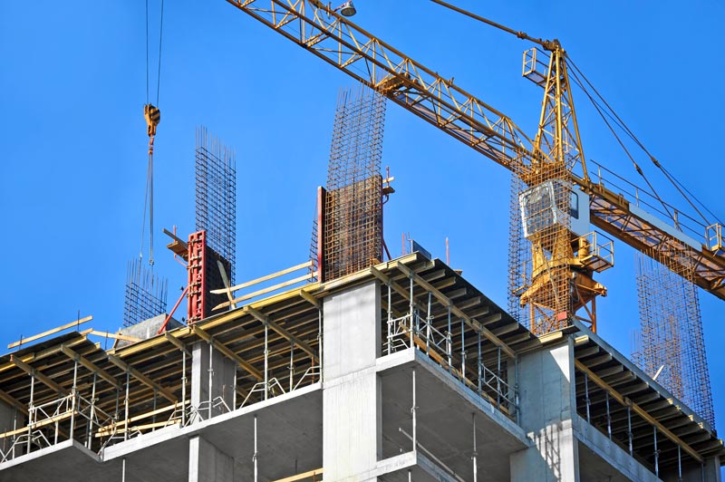 Build under construction with crane